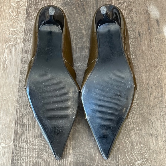 Selina by Summer Rio Army Green Pointed Toe Heels w/ Yellow Crystal  Size 8.5 - Picture 9 of 17